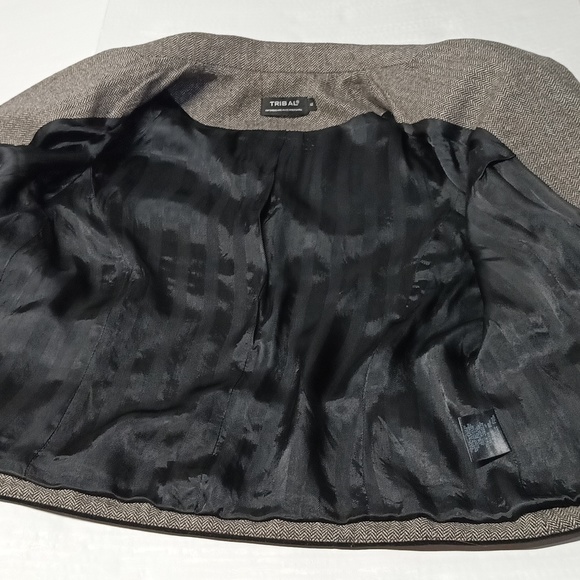 TRIBAL women’s WOOL SILK COTTON Blazer jacket size 12 lapel Notch-collar - Picture 10 of 11